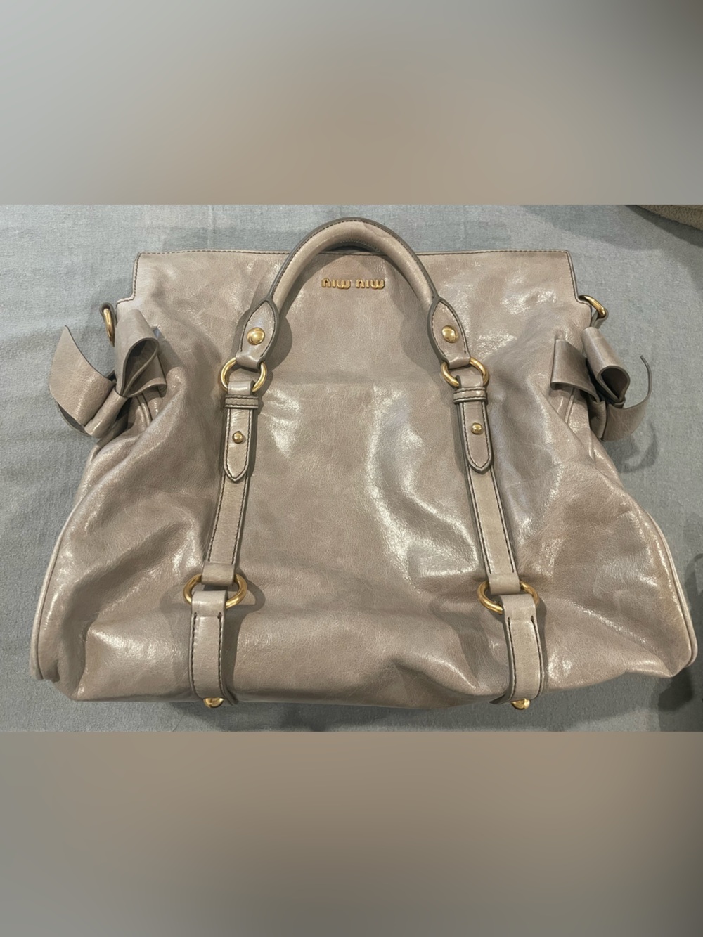 Authentic Miu Miu Taupe bow bag